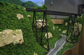 The Austen Viaduct carries the Mountain Subdivision Mainline over the Kingwood Subdivision at West Kingwood, WVa.