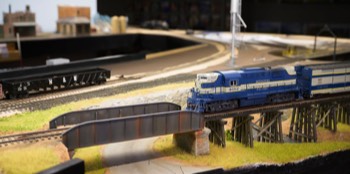 After receiving clearance into Middle Yard, train #92 rolls across the Main Street Overpass bridge in Ste. Genevieve